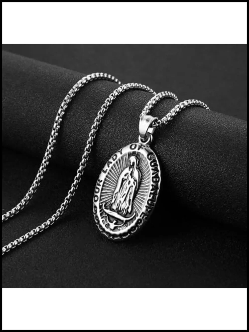 Stainless Steel Blessed Mother Mary Our Lady of Guadalupe Pendant Necklace with